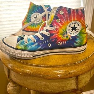 girls tie-dye high top converse sneakers